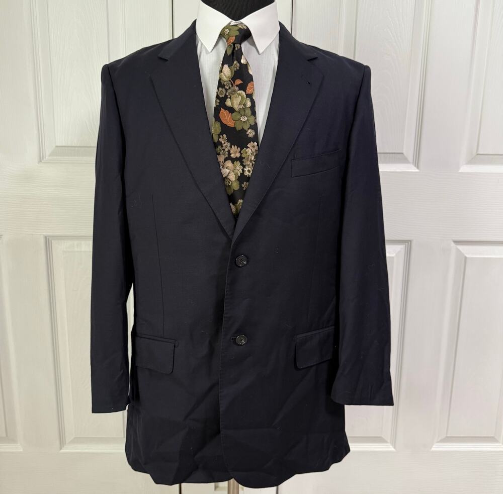 Baroni Men's Navy Super 150's Wool Sportscoat Blazer Jacket Size 44L